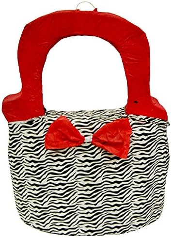 Pinatas Girls Zebra Print Purse Pinata, 19" Party Game, Decoration Centerpiece and Photo Prop