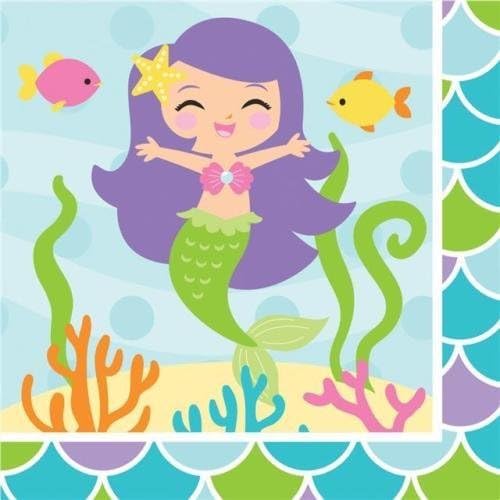 Mermaid Friends Creative Party Paper Party Beverage Napkins (16 Pack)