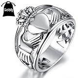 Sobly Jewelry Men's Stainless Steel Claddagh Heart Crown Ring with Celtic Knot Eternity Design (9)