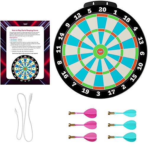 Light-up Magnetic Dart Board Game - Innovative Illuminated Kids Safe Dartboard Set with Glow-in-the-Dark Darts for Kids, Teens & Adults - Sports Gifts for Boys & Girls - Indoor or Outdoor Party Games