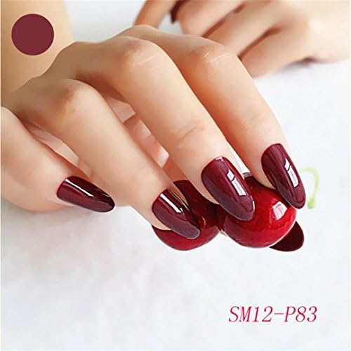 Fake Nails Tips Short Artificial False Nails Full Cover Tips Press On Nail Art Pure Color Pointed Stiletto Pink Red Black 24Pcs SM12-P83