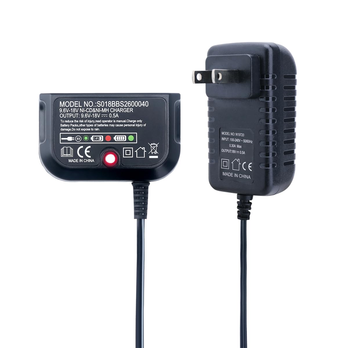Photo 1 of Biswaye 9.6V-18V Multi Volt Battery Charger Compatible with Black & Decker 18V 14.4V 12V 9.6V NiCD NiMH Battery HPB18-OPE HPB18 HPB14 HPB12 HPB96 244760-00 A1718 FS18FL FSB18