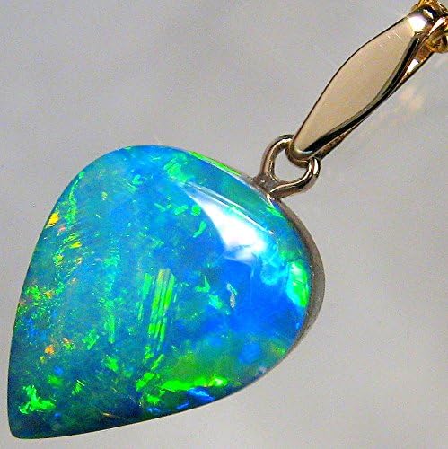 6ct 14kt Gold Genuine Australian Opal Pendant Fossil Shell Necklace Gift #592