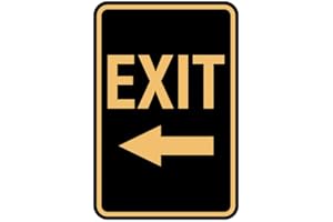 Signs ByLITA Portrait Round Exit Left Arrow Sign with Adhesive Tape, Indoor/Outdoor Use (Black Gold) - Medium