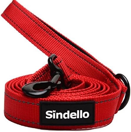 Sindello Reflective Nylon Dog Leash 6ft Sturdy Pets Leash Walking and Training Dog Leash for Small Medium Large Dogs (1 Handle Red)