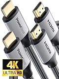 PowerBear 4K HDMI Cable 6 ft [2 Pack] Braided Nylon & Gold Connectors