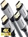 PowerBear 4K HDMI Cable 6 ft [2 Pack] Braided Nylon & Gold Connectors