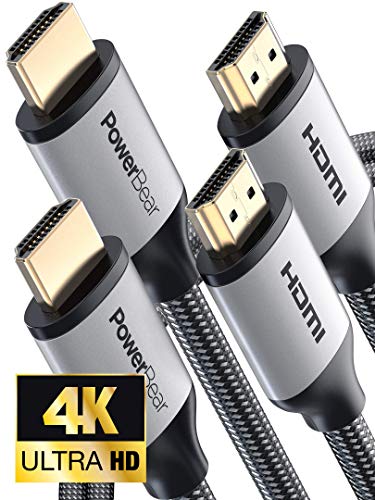 PowerBear 4K HDMI Cable 6 ft [2 Pack] Braided Nylon & Gold Connectors