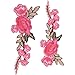 TUANTUAN 6 Pcs Embroidered Rose Flower Applique Floral Sew on Iron on Patches for Clothing DIY Motif Applique,Purple & Red & Pink