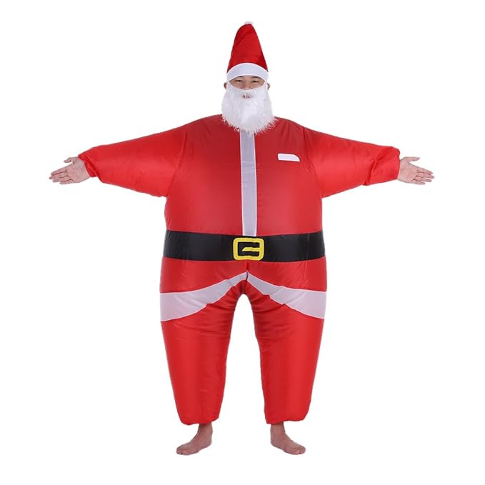 Funny Christmas Inflatable Santa Claus Costume Jumpsuit Air Fan