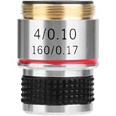 4X Achromatic Objective Lens, 160/0.17 Aluminum Alloy Biological Microscope Objective with High Contrast for Clear Image
