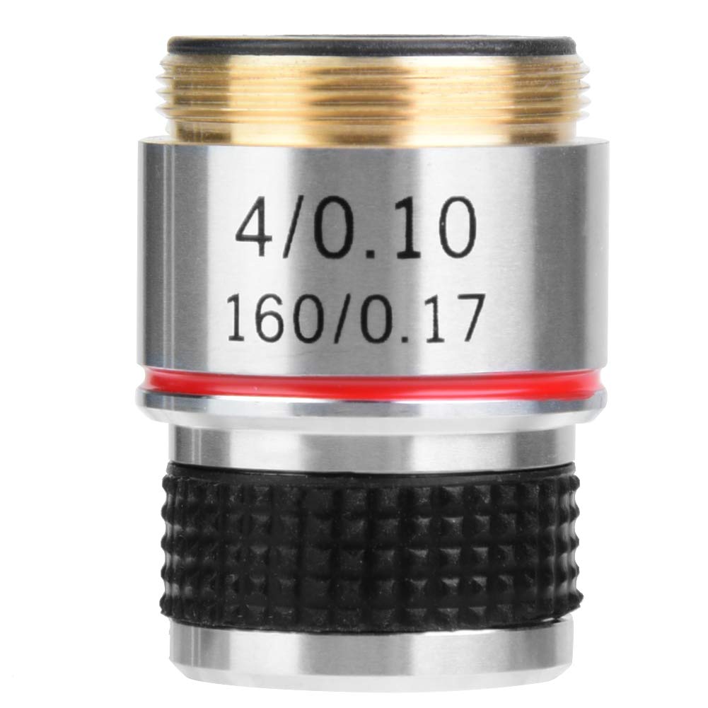 Objective lens,4x 185 Biological Microscope Achromatic Objectives Lens, Aluminum Alloy Microscope Magnifier Objective Lens