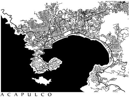 Acapulco Black and White Map Print