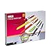 HULLR 7 Piece Kitchen Knife Set Stainless Steel Knives with Multi Colored Non-Stick Coating includes Ceramic Peeler Gift Box