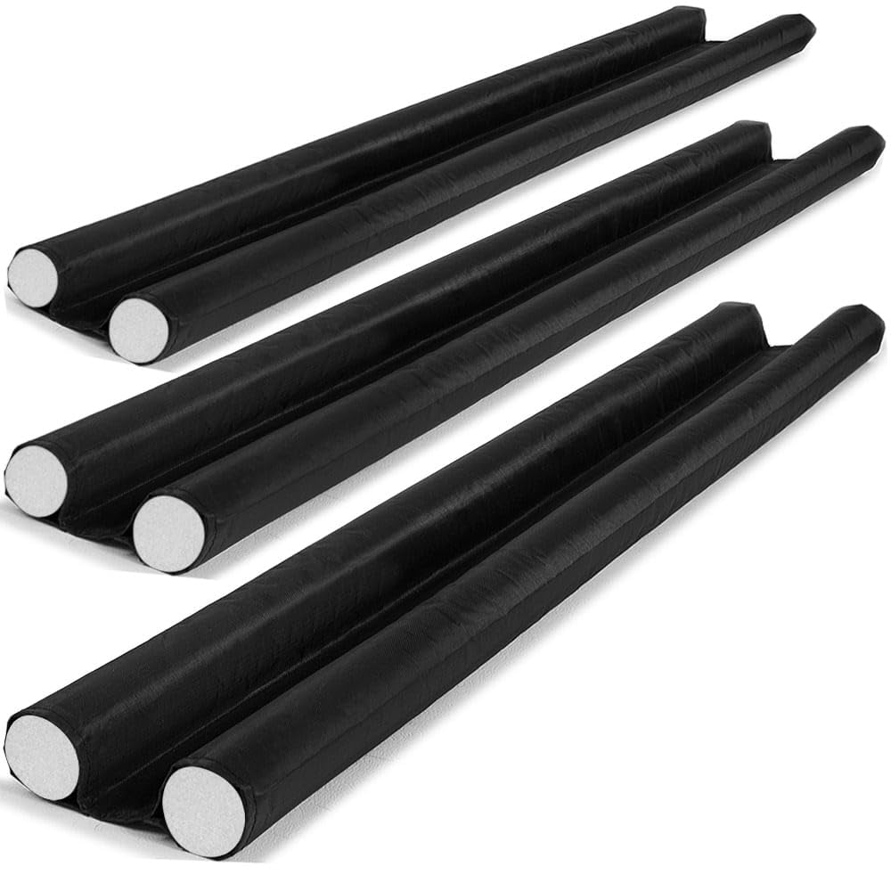 MONZANA® Draught Excluders for Doors | 3-Pack | Double-Sided Draft Stopper | Adjustable Fit | Energy-Saving | Noise Reduction | Easy Installation | Floor-Friendly | Black