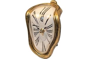 ROSEDOES Melting Clock, Salvador Dali Clock,Melted Clock Alice in Wonderland Decor Funky Home Decor Surreal Desk Shelf Desk Melted Clock, Surface Design Drippy Clock for Living Room, Bedroom, Office
