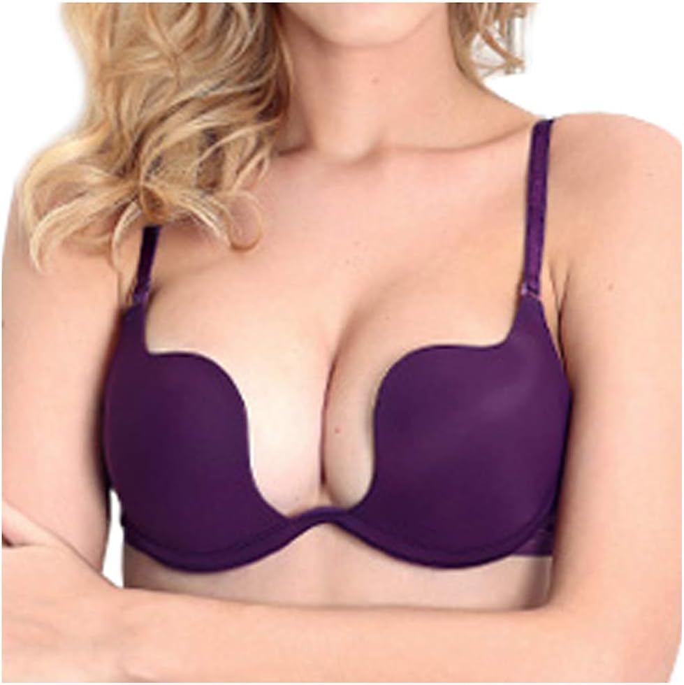 Women's Deep U Push Up Multi-Way Convertible Plunge Bra
