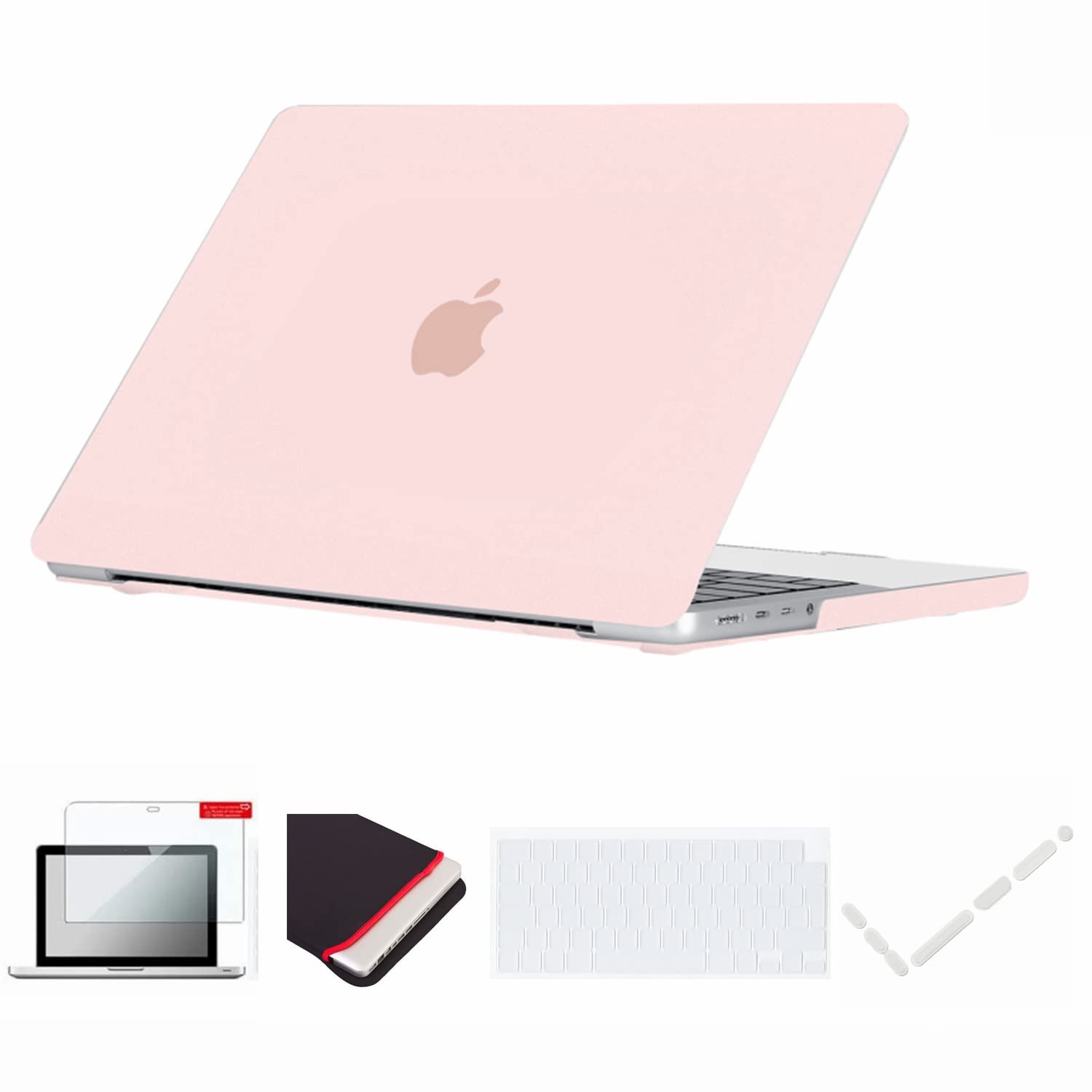 Se7enline Compatible with MacBook Pro 14 inch Case 2025 2024 2023 2022 2021 Hard Cover for A2918 A2992 A3112 A3401 A3434 M5 M4 M3 M2 M1 &Sleeve&TPU Keyboard Skin&Screen Protector&Dust Plug,Chalk Pink