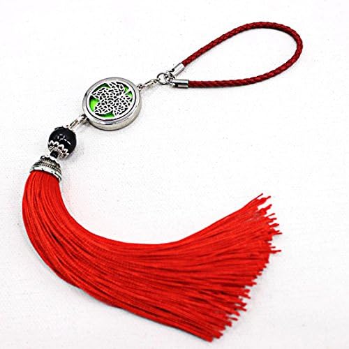 Car Fragrance Diffuser Car Essential Oil Diffuser Car Aromatherapy Accessory Car Hanging Decoration Jewelry Car Air Freshener Rearview Mirror Locket Pendant Tassel Ornament (Leaf)