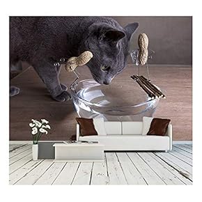 Simple Things Series - Two Peanuts Going to Swim with Thirsty Cat - Removable Wall Mural | Self-Adhesive Large Wallpaper - 66x96 inches