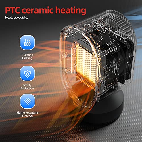 Portable Space Heater, Oscillating Desk Heater for Indoor Use，Electric