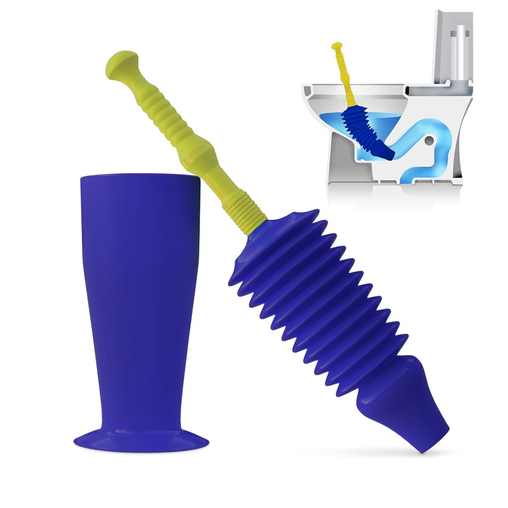 Zuvo Powerful Push Toilet Unblocker – Heavy-Duty Plunger for Toilets, Drains & Sinks – High Pressure Drain Unblocker with Free Bucket