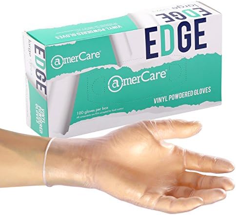 AmerCare Edge Powdered Gloves, Vinyl, Extra Large, Case of 1000