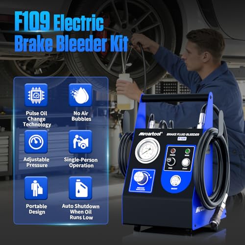 PLAYOCCAR Car Brake Bleeding Device; Electric Pulsating Automatic Brake Bleeding Set; 220 V Brake Fluid Changer with 9 Master Brake Cylinder Adapters and 1 Waste Oil Container