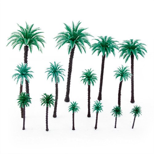 14pcs 1/50 1.9 inch - 6.6 inch Coconut Model Palm Trees Layout Train Scale