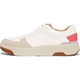 FitFlop Women's Rally Evo Leather/Mesh/Suede White/Wild Lilac/Rosy Coral Sneakers (HE6-B23)