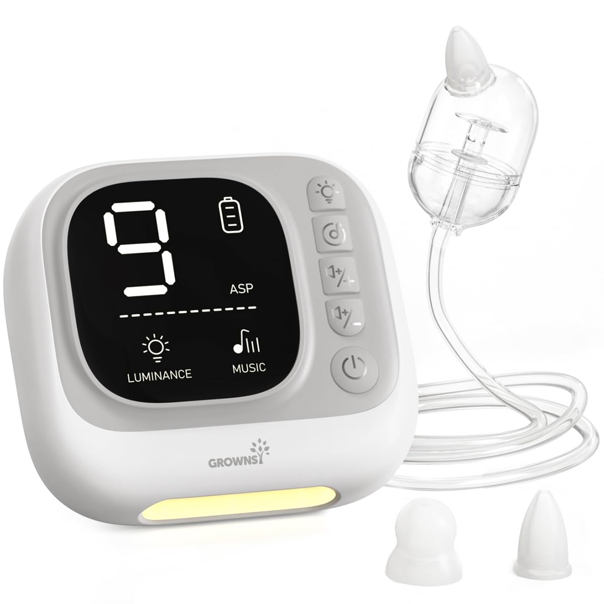 GROWNSY Nasal Aspirator for Baby, Hospital Grade Baby Nose Sucker, Electric Nose Suction with White Noise Function, Powerful 9 Levels Suction Adjustable, 4 Music and 7 Night Light Soothing