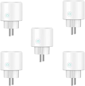 Smart Plug，WiFi Mini Remote Control Timer Plug Compatible with Alexa(Echo,Echo Dot), Google Home and IFTTT, 5 Pack European standard plug