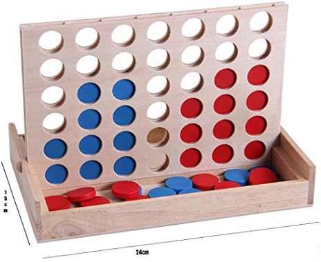 Wooden Connect 4 Board Game, Classic Travel Foldable Line Up 4 In A Row Game For Kids Children, Fun Popular Educational Giant Four Five in a Row Family Desktop Puzzle Games