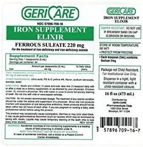 McKesson Brand Ferrous Sulfate Elixir (Liquid) 16oz Bottle - 1/Bottle