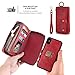 SXTBMR iPhone Xs Max Flip Wallet Case, Magnetic Detachable Handmade Cowhide Wallet Case Leather,Zipper Wallet Flip Protective Case Cover with Card Holder [Wrist Strap] for iPhone Xs Max Red