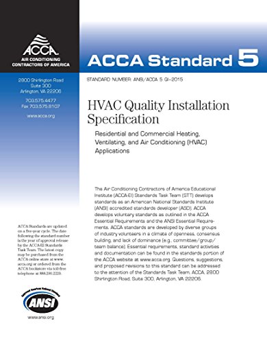 QI HVAC Quality Installation Specification Standard Number ANSI/ACCA 5 QI 2015