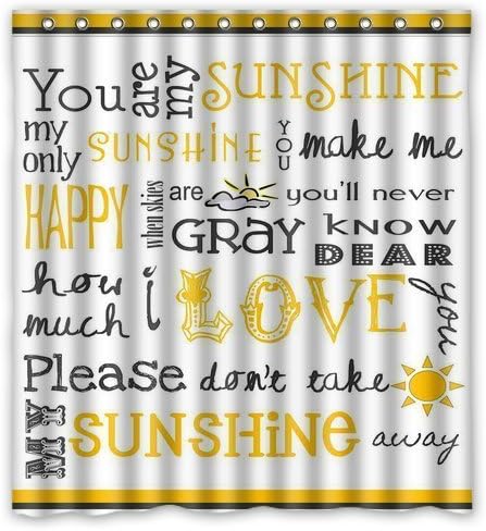 Tic-Tac Curtains Custom You Are My Sunshine Waterproof Fabric Bathroom Shower Curtain 66"(w) x 72"(h)