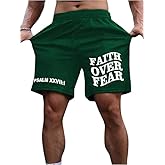 QJQ Men's Letter Graphic Drawstring Waist Shorts Summer Casual Workout Athletic Gym Track Shorts Streetwear