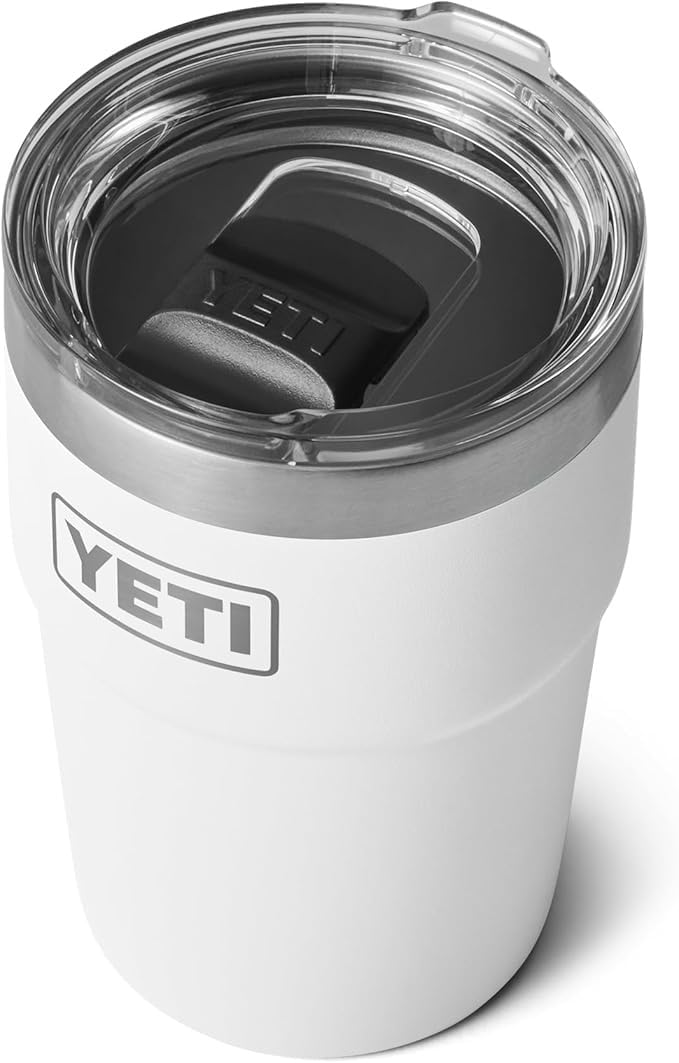 YETI Rambler 16 oz (473 ml) Stackable Cup with Removable Magslider Lid, Stainless Steel Vacuum Insulated Coffee Cup, White