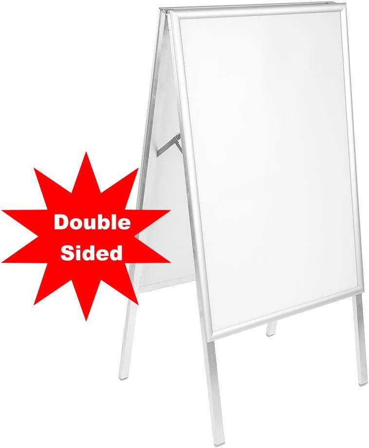 Poster Display Stand, 33.1" x 23.4" A1 Folding A-Frame Sidewalk Sign with Aluminum Alloy Frame for Outdoor Advertisement Pubs Restaurants Hotels Coffee Shops White