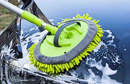 Portable Car Washing Cleaning Rotating Mop with Long Green Aluminum Alloy Handle - Thumbnail 4