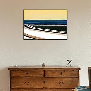 Canvas Wall Art - Abstract Landscape with The Seashore and Calm Ocean - Gallery Wrap Modern Home Art | Ready to Hang - 12x18 inches