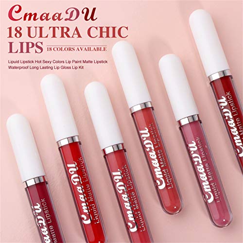 HXS Matte Liquid Lipstick Velvet Lipstick Set Waterproof Long Lasting Lip Gloss Smooth Soft Nude Sexy Matte Lip Glosses Lip Stick Makeup Set for Women Beauty Lip Gloss Cosmetics Set