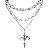 XWLB Gothic Layered Cross Pendant Necklace, Goth Emo Grunge Necklace, Goth Jewelry, Christmas New year Jewelry Gift For Women