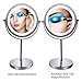 1X/10x Magnified Lighted Makeup Mirror Double Sided Round Magnifying Mirror Standing 360 Degree Swivel Vanity Mirror Battery Operated 7 Inch Diameter Shaving Bathroom Mirror