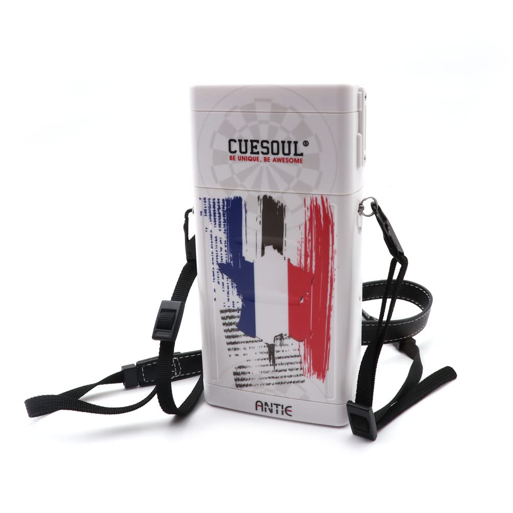CUESOUL ANTIE Hard Dart Case,Holds 6 Steel Tip Darts/Soft Tip Darts & Extra Accessories,with Flags Design,Durable Use