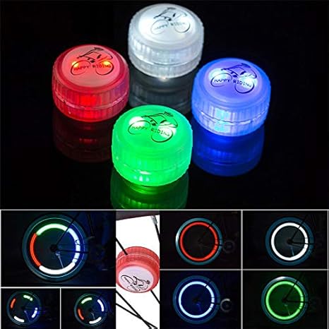 BabyGo Bike Cycling Cool Lights LED Waterproof Bicycle Cycling Wheel Tyres Lamp Riding Warning Light Rear Spoke Light Tail Lamp Set of 2 (Random Colors)