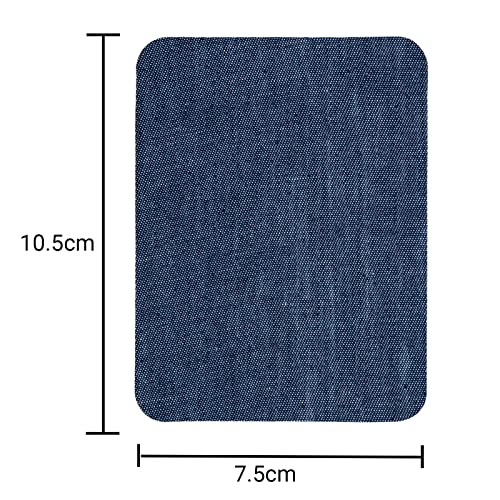 GYGYL 12 Pieces Premium Quality Denim Iron-on Jean Patches, Inside & Outside Strongest Glue 100% Cotton of Deep Blue Repair Decorating Kit, Size 3