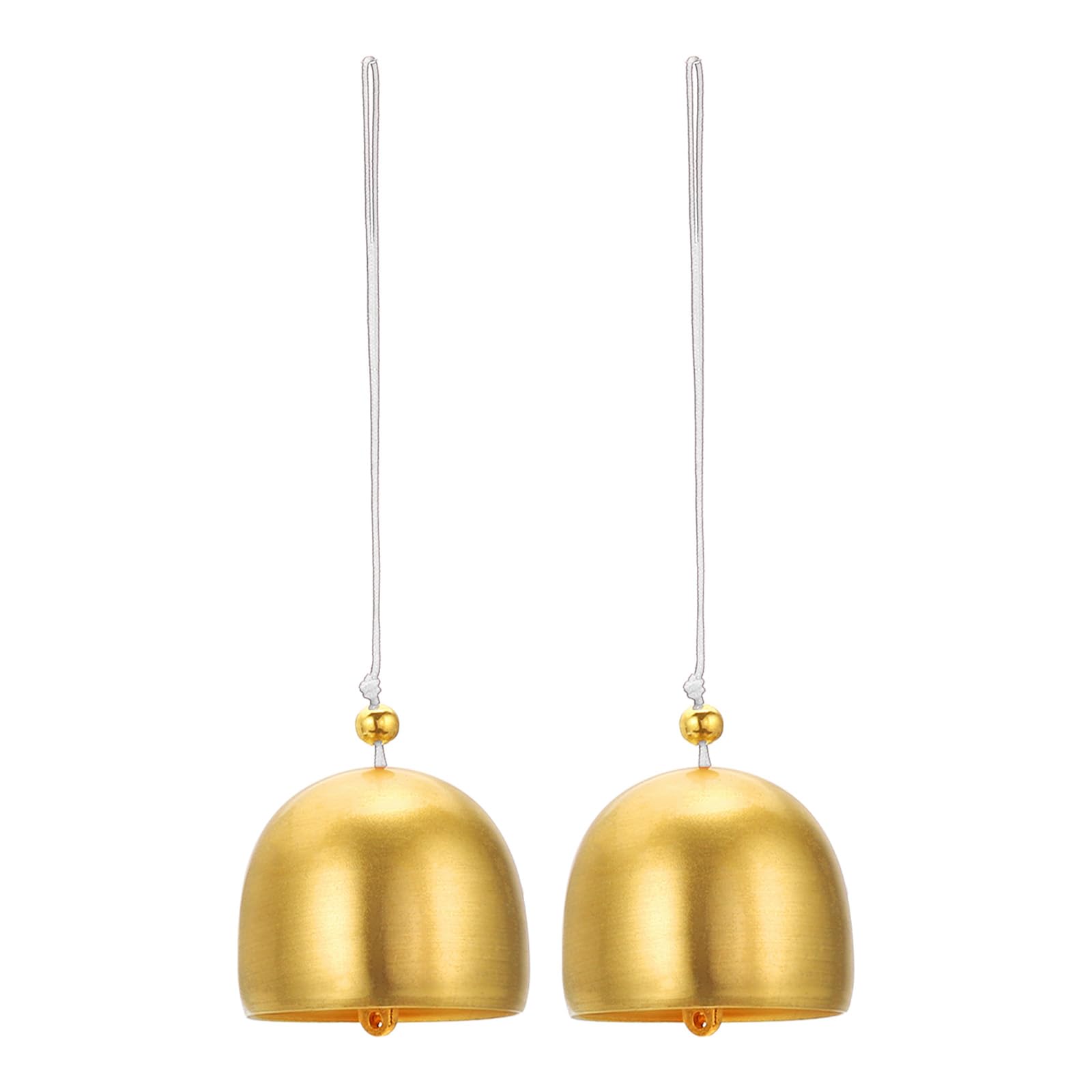 PATIKIL 2 Pcs Wind Chime, Hanging Bells Temple Bells Retro Outdoor Hanging Metal Chinese Wind Chime 1.5" Round for Outside Garden Camping, Gold White