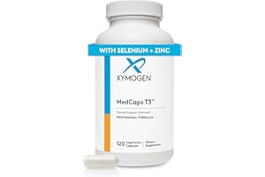 XYMOGEN MedCaps T3 - Thyroid Support Formula with Vitamins + Herbs - Selenium, Zinc, Vitamin E + C, Ashwagandha, Guggul Extract, and Iodine Supplement (120 Capsules)